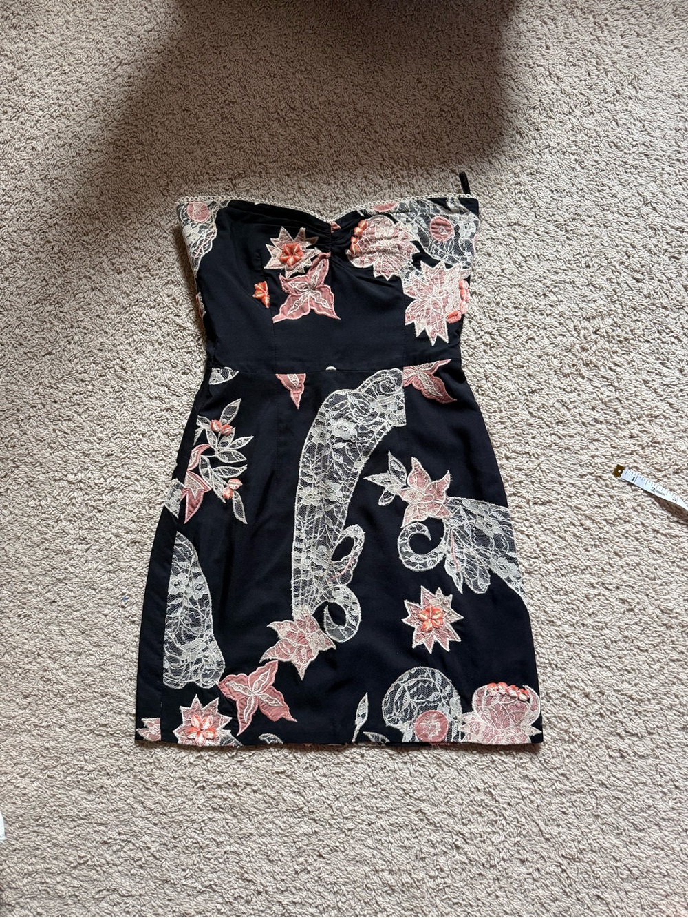 corey-lynn calter floral strapless dress